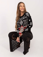 Czarny świąteczny sweter w śnieżynki