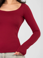 Bordowy longsleeve basic z bawełny RUE PARIS 