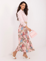 Różowa długa spódnica z wysokim stanem 