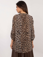 Hurt Beżowa bluzka koszulowa z printem OCH BELLA