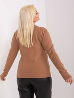 Hurt Camelowy casualowy sweter plus size z dzianiny