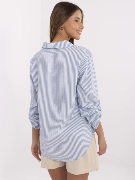 Niebiesko-biała klasyczna koszula damska w paski
