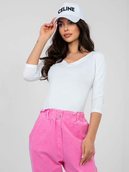 Biała bluzka basic z dekoltem na plecach RUE PARIS