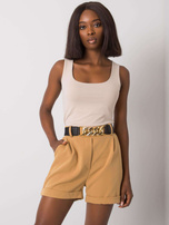 Camelowe szorty z paskiem Laurell