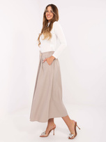 Beżowa midi spódnica z plisowaniem RUE PARIS 