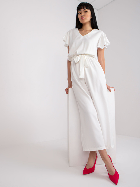 Ecru kombinezon damski z wiązaniem