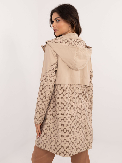 Hurtownia Beżowa kurtka przejściowa parka z kapturem