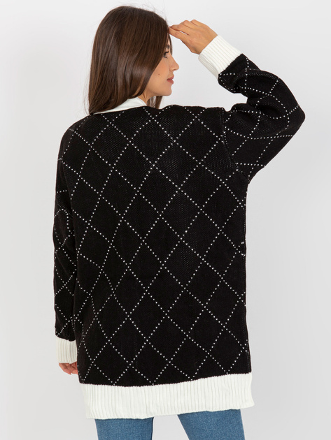 Hurt Czarny luźny sweter rozpinany z guzikami RUE PARIS