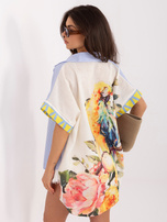 Niebiesko-żółta letnia koszula oversize z krótkim rękawem