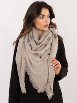 Szary damski szal z frędzlami 