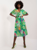 Hurtownia Zielona sukienka plisowana z paskiem