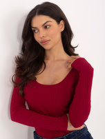 Bordowe body basic w szeroki prążek RUE PARIS 