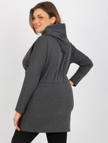 Hurtownia Ciemnoszara długa bluza plus size z suwakiem 