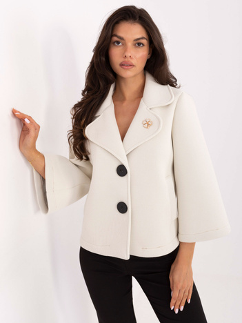 Jasnobeżowy piankowy płaszcz z kołnierzem  RUE PARIS