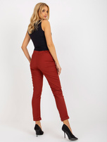 Hurt Bordowe materiałowe spodnie od garnituru z gumką w pasie