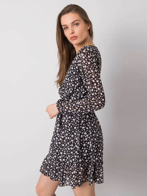 Czarna sukienka z falbaną Eunika OCH BELLA