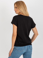 Hurt Czarna bawełniana bluzka z nadrukiem RUE PARIS