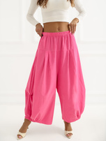 Ciemnoróżowe sztruksowe spodnie alladynki