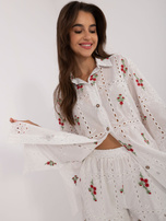 Hurt Biało-żółty dwuczęściowy ażurowy komplet damski z haftem