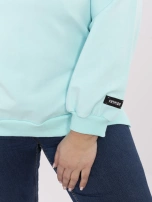 Miętowa bluza plus size z okrągłym dekoltem