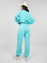 Turkusowy dresowy komplet z bluzą oversize