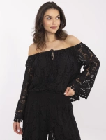Czarna koronkowa bluzka hiszpanka od kompletu