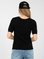 Czarny klasyczny sweter z krótkim rękawem 