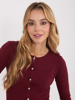 Bordowa rozpinana bluzka basic z bawełny 