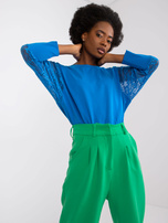 Temno modra bluza z čipkastimi rokavi Hawana RUE PARIS.