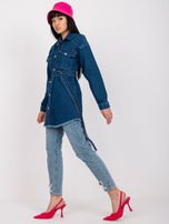 Niebieska koszula jeansowa z paskiem RUE PARIS 