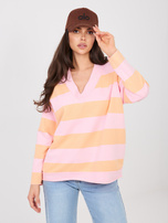 Różowo-pomarańczowa kolorowa bluza oversize w paski