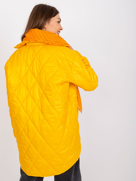 Biało-pomarańczowa chusta z printami