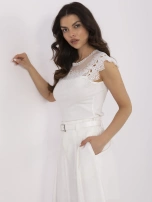 White fitted blouse with lace.
