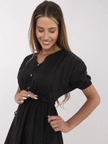 Czarna ortalionowa sukienka ze ściągaczami RUE PARIS