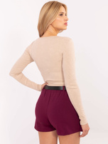 Hurt Beżowa prążkowana bluzka longsleeve z bawełny