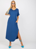 Ciemnoniebieska sukienka oversize z bawełny OCH BELLA 