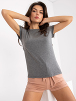 Ciemnoszary t-shirt basic z bawełny Peachy