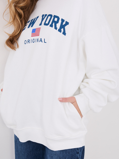 Ecru ocieplana bluza bez kaptura