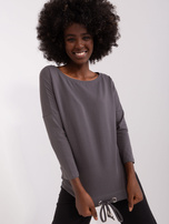 Hurt Graue Basic-Bluse mit Bündchen Fiona BASIC FEEL GOOD.