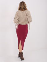 Bordowa spódnica z rozcięciem z tyłu RUE PARIS 