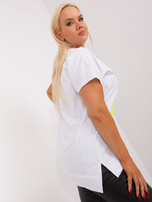 Hurt Ecru-limonkowa bluzka plus size z printem