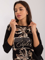 Hurt Czarna bluzka z nadrukiem i aplikacją