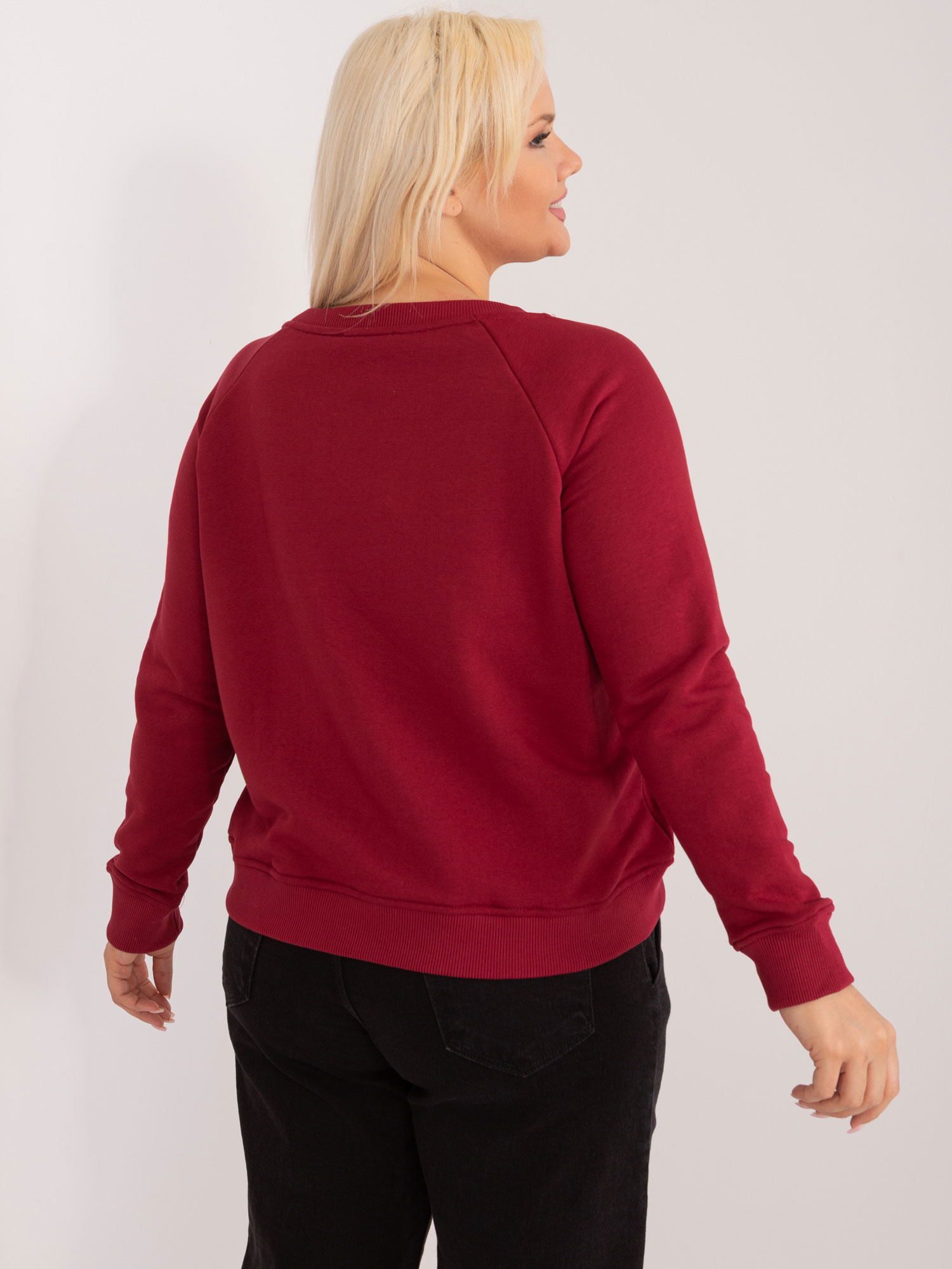 Bordová mikina plus size z bavlny Donna.