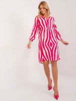 Hurt Fuksjowa sukienka z guzikami przy dekolcie SUBLEVEL