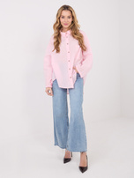 Light pink button-up cotton shirt.
