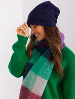 Hurt Granatowa czapka zimowa z aplikacją 