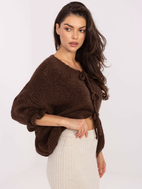 Brązowy kardigan z wiązanymi kokardami