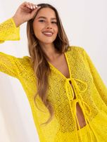 Żółty ażurowy komplet z szortami