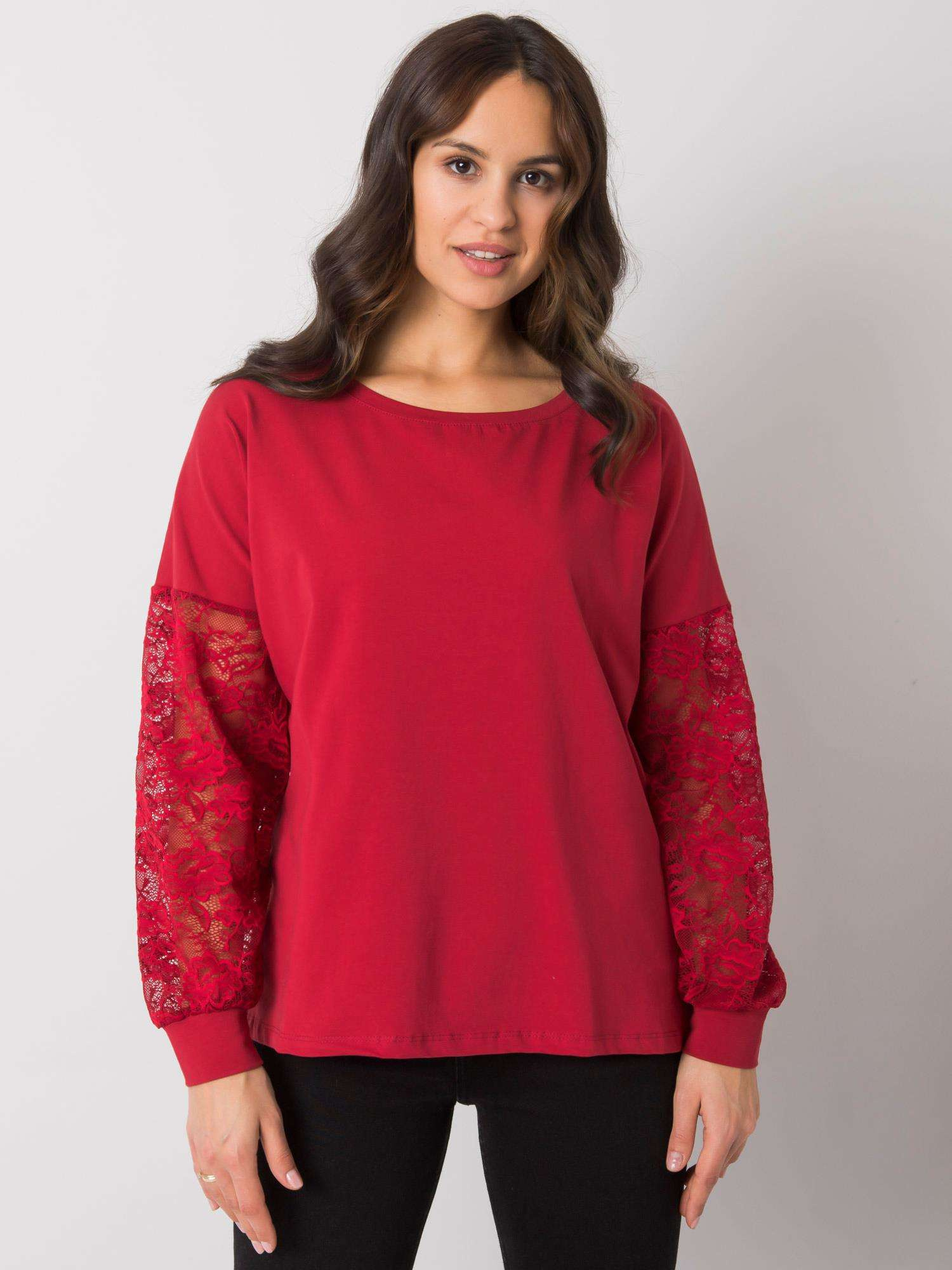 Bordeauxfarbige Bluse mit Spitze Shantelle RUE PARIS.