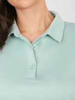 Pistacjowa koszulka polo z domieszką wiskozy SUBLEVEL 